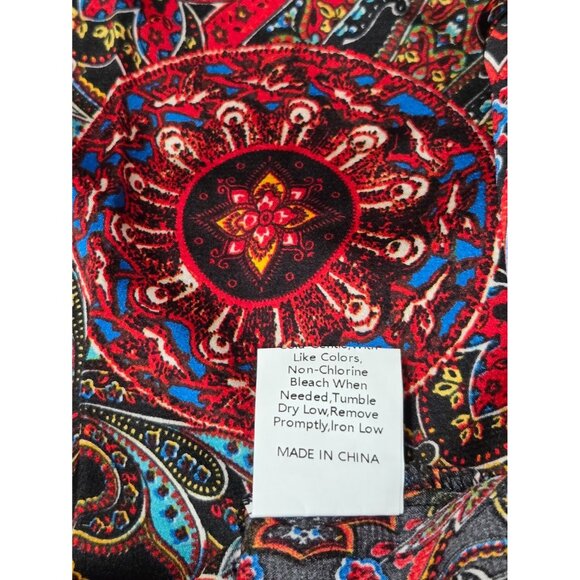 Floral & Geometric Design V-Neck Ruffled Sleeve Bohemian Women Blouse (XL) NEW - Picture 12 of 13